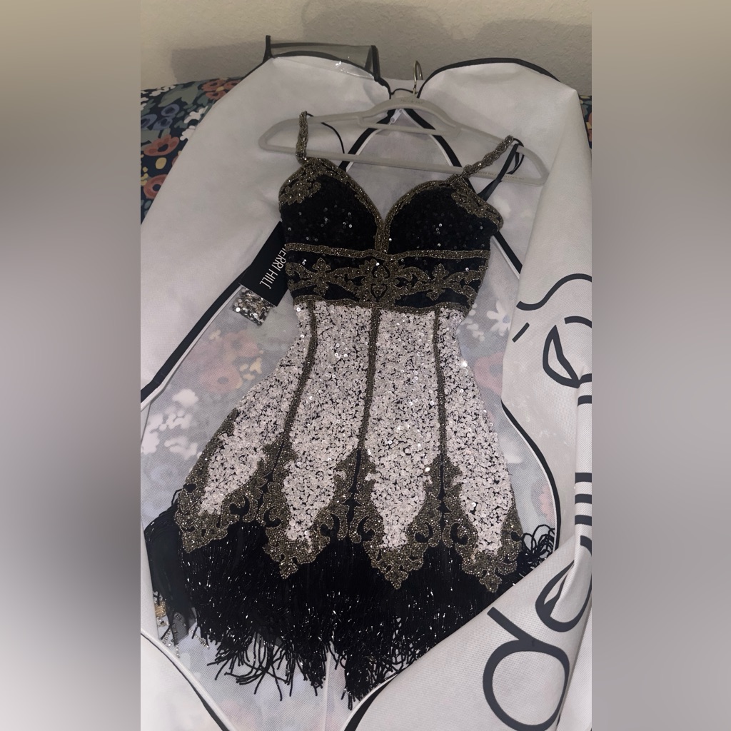 Sherri Hill Black And Gold Sequin Dress